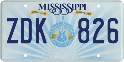 MS license plate ZDK826