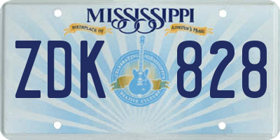 MS license plate ZDK828