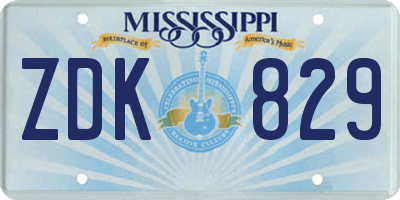 MS license plate ZDK829