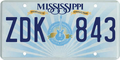 MS license plate ZDK843