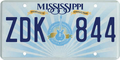 MS license plate ZDK844