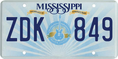 MS license plate ZDK849