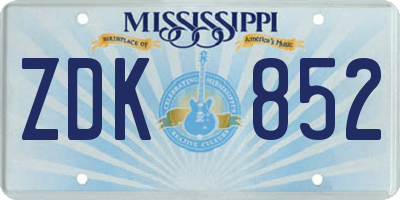 MS license plate ZDK852
