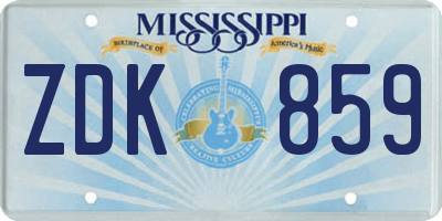 MS license plate ZDK859