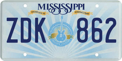MS license plate ZDK862