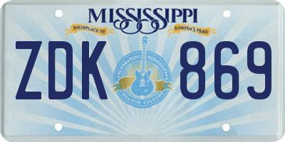 MS license plate ZDK869