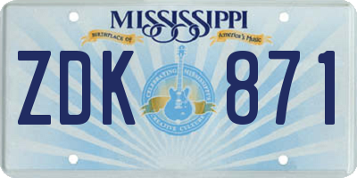 MS license plate ZDK871