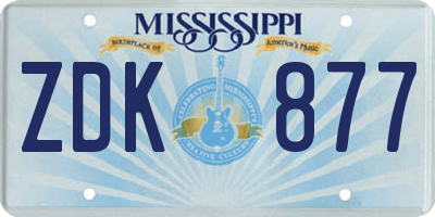MS license plate ZDK877