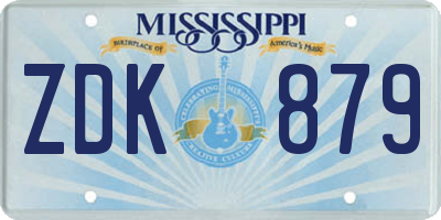 MS license plate ZDK879