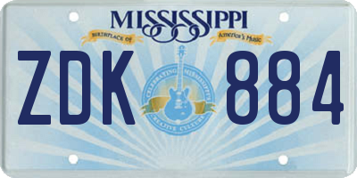 MS license plate ZDK884