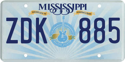 MS license plate ZDK885