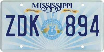 MS license plate ZDK894