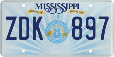 MS license plate ZDK897