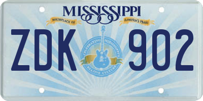 MS license plate ZDK902