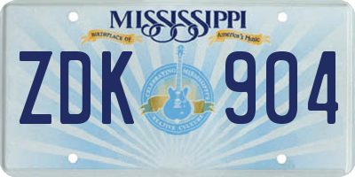 MS license plate ZDK904
