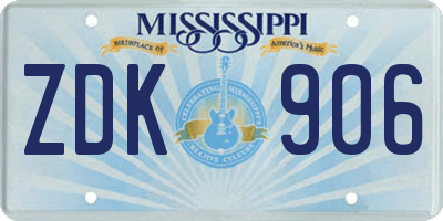 MS license plate ZDK906