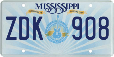 MS license plate ZDK908