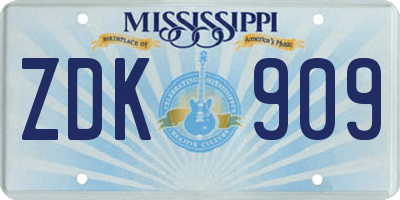 MS license plate ZDK909