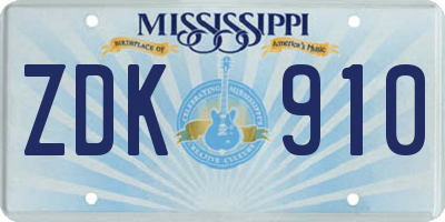 MS license plate ZDK910