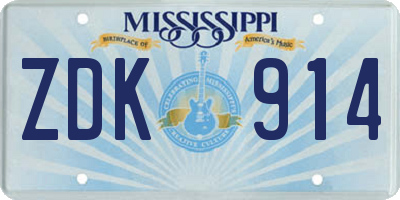 MS license plate ZDK914