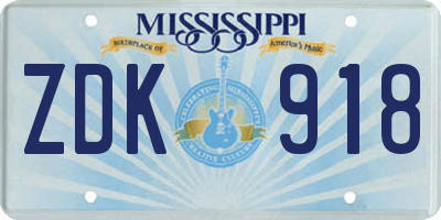 MS license plate ZDK918