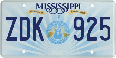 MS license plate ZDK925