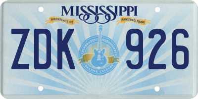 MS license plate ZDK926