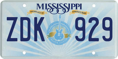 MS license plate ZDK929