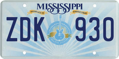 MS license plate ZDK930