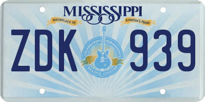 MS license plate ZDK939