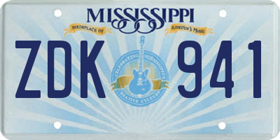 MS license plate ZDK941