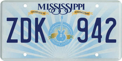 MS license plate ZDK942