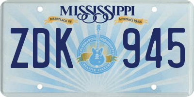 MS license plate ZDK945