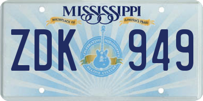 MS license plate ZDK949