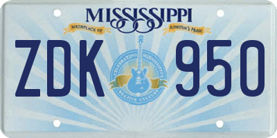 MS license plate ZDK950
