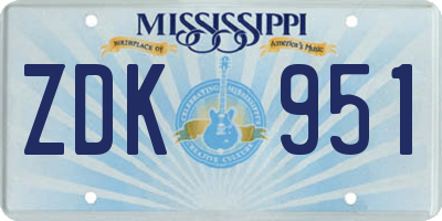 MS license plate ZDK951