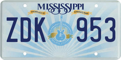 MS license plate ZDK953