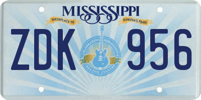 MS license plate ZDK956