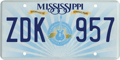 MS license plate ZDK957