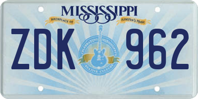 MS license plate ZDK962