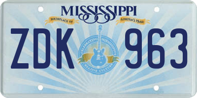MS license plate ZDK963