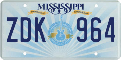 MS license plate ZDK964