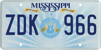 MS license plate ZDK966