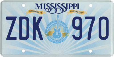 MS license plate ZDK970