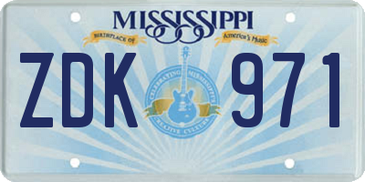 MS license plate ZDK971