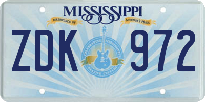 MS license plate ZDK972