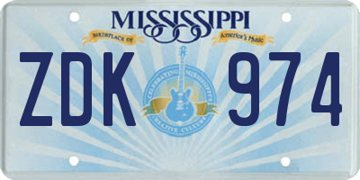 MS license plate ZDK974