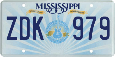 MS license plate ZDK979