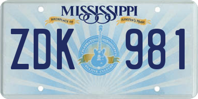 MS license plate ZDK981