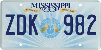 MS license plate ZDK982